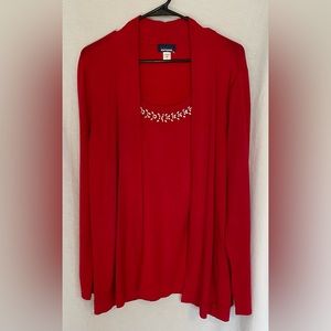 One Piece Red Embellished Sweater Basic Editions Large